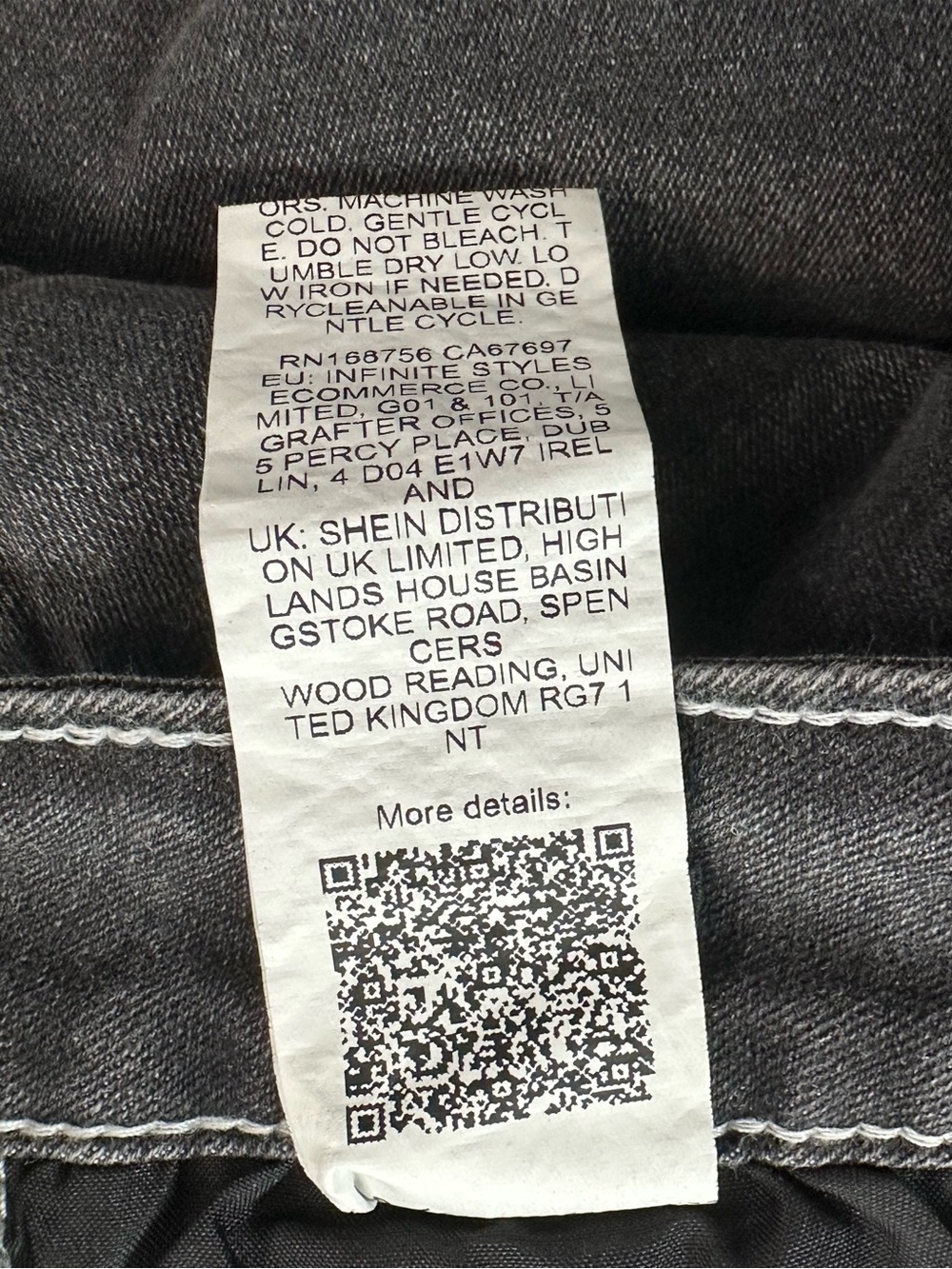 ROMWE Washed Jeans Size 4X Black Gray Embellished Cross Back Pockets - Picture 11 of 12